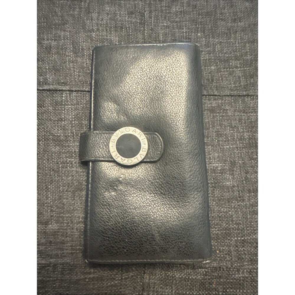 Bvlgari Long Bifold Wallet Leather Coin Pouch Made In Italy Residue Weak Snap